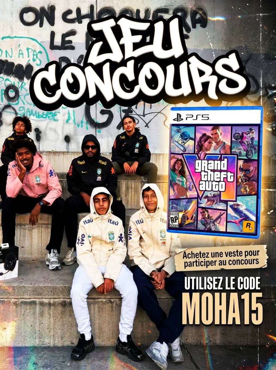 Jeu concours Drip Seleção : achetez une veste avec le code MOHA15 pour tenter de gagner GTA 6